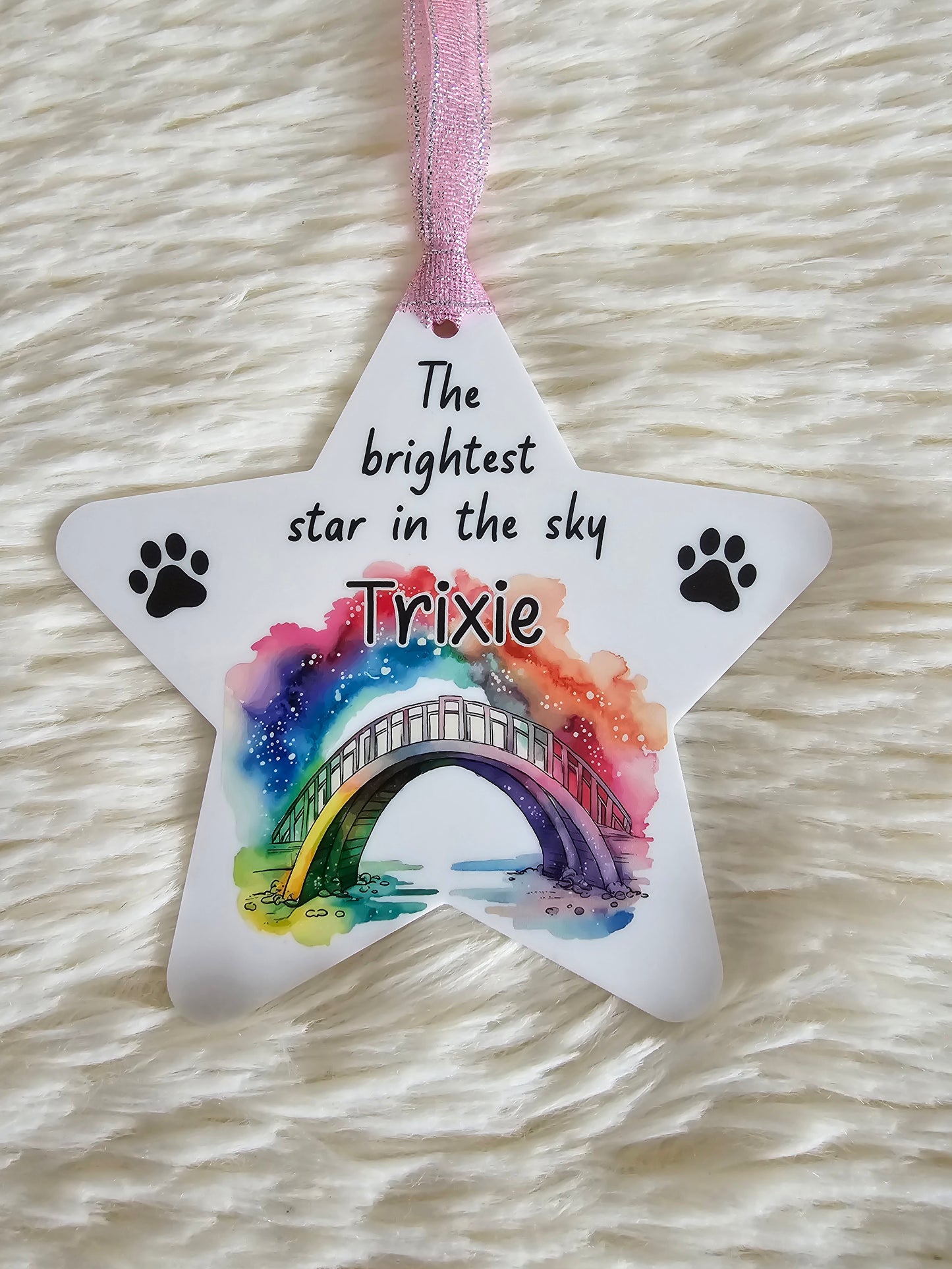 Rainbow Bridge Pet Memorial hanging star