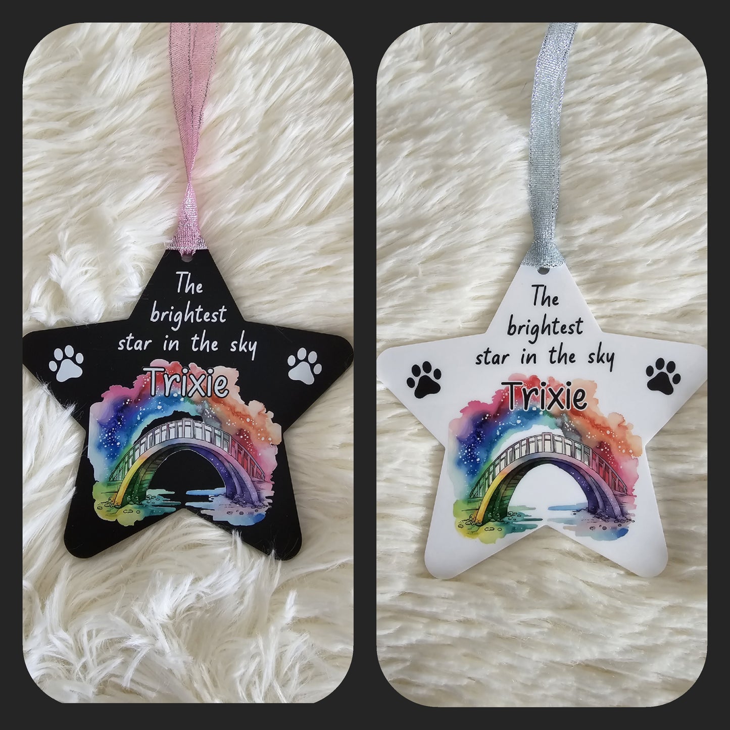 Rainbow Bridge Pet Memorial hanging star