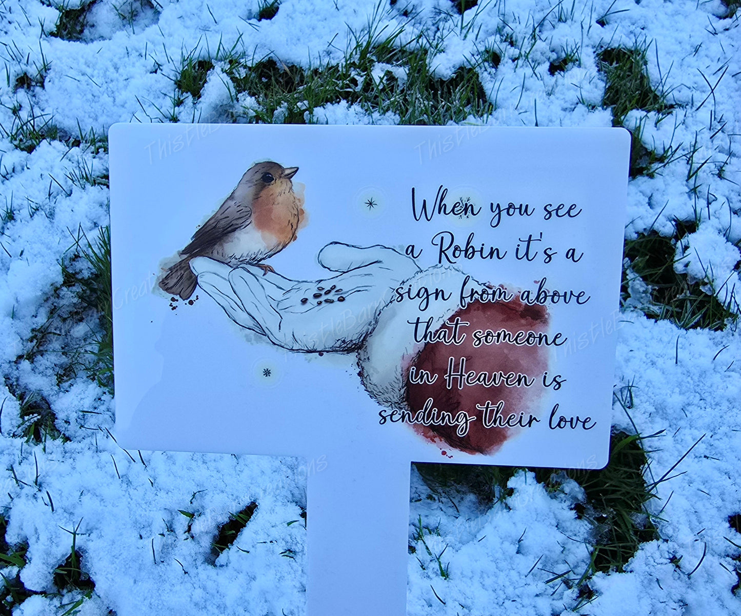 Robin & Santa Christmas Memorial Acrylic Grave Marker