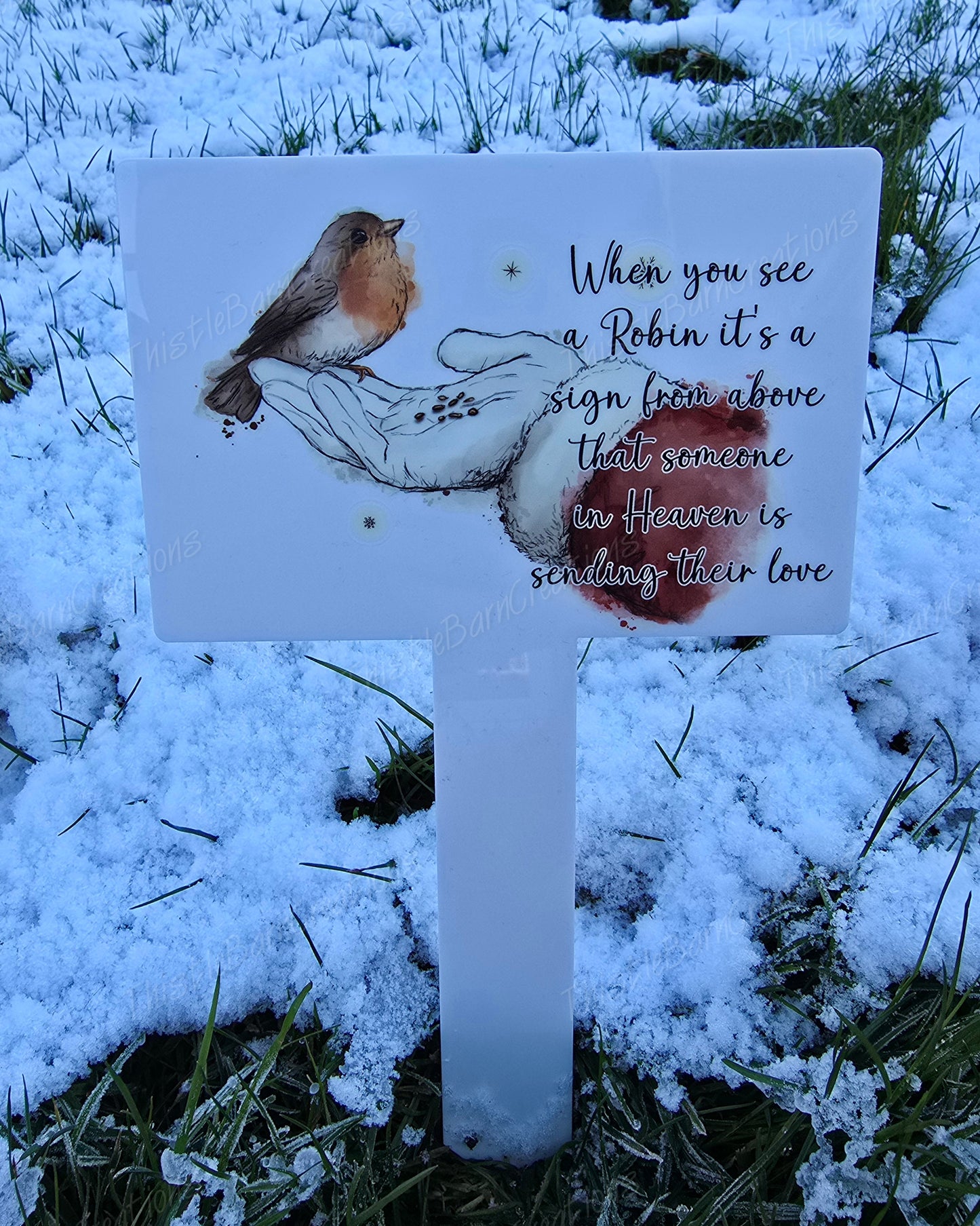 Robin & Santa Christmas Memorial Acrylic Grave Marker