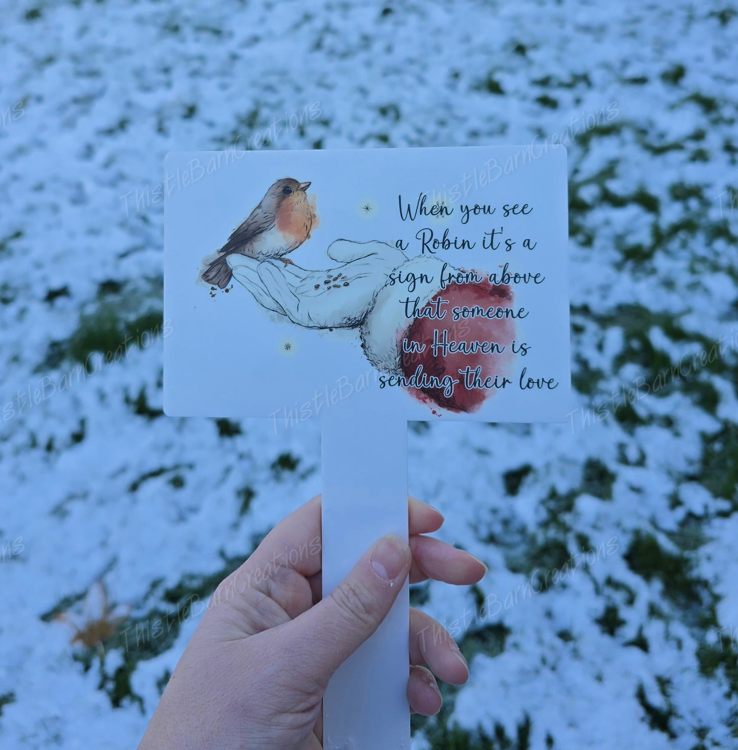 Robin & Santa Christmas Memorial Acrylic Grave Marker