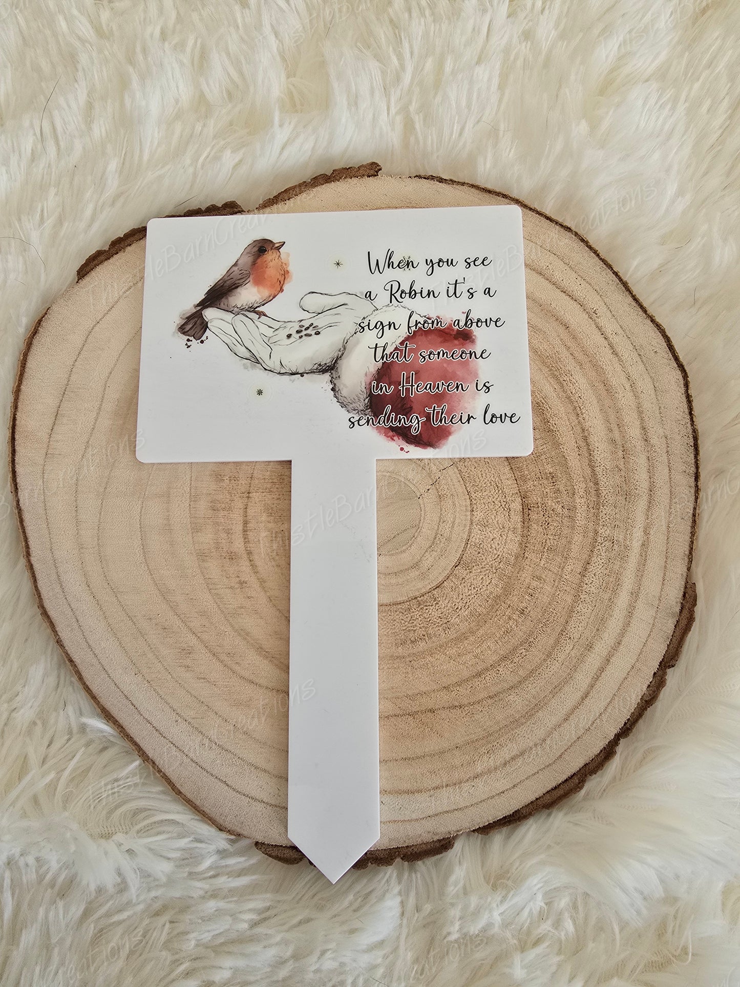 Robin & Santa Christmas Memorial Acrylic Grave Marker