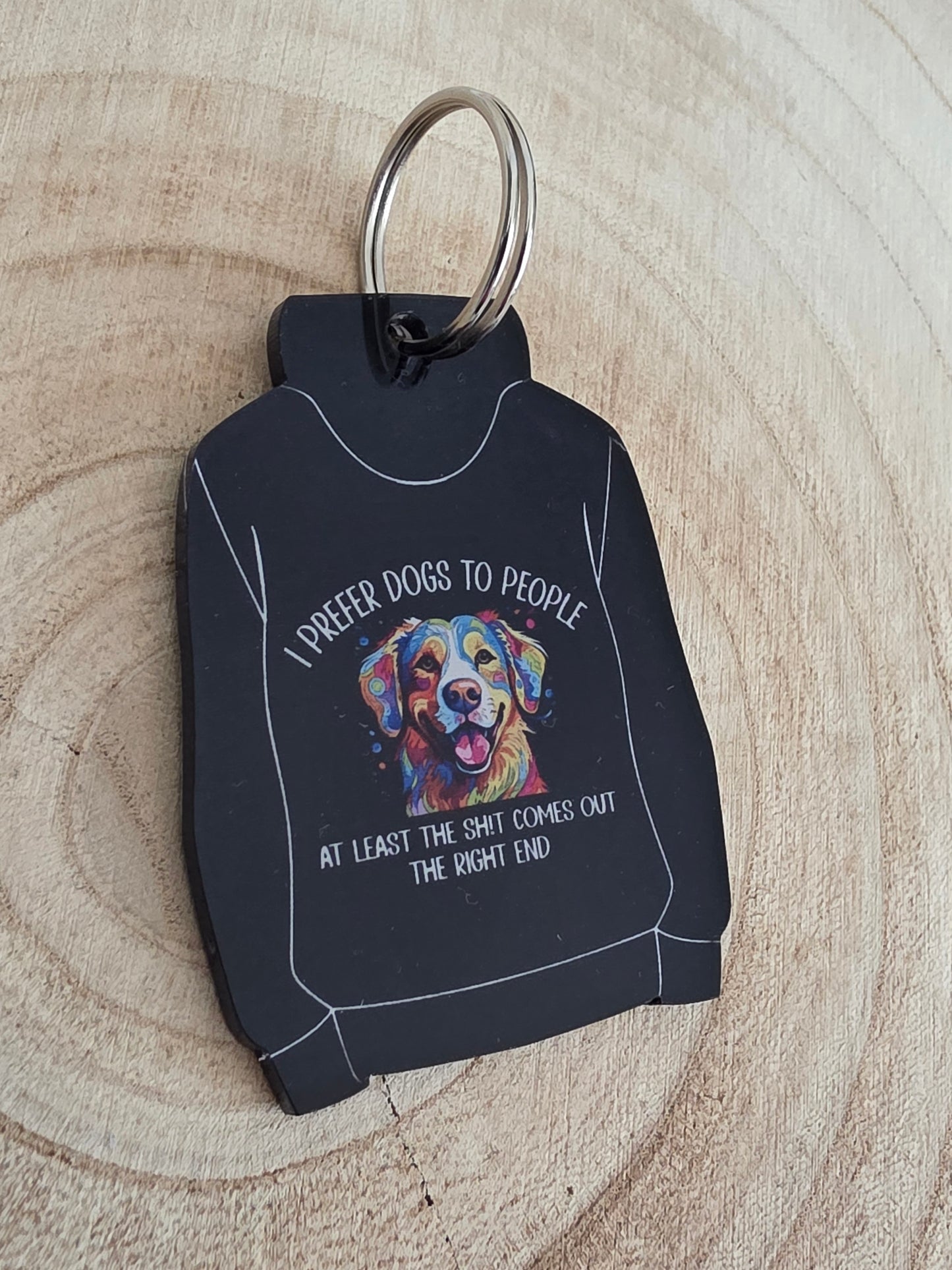 I Prefer Dogs to People Hoodie Keyring, miniature hoodie/hoody