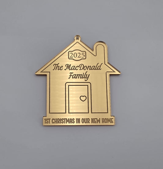 Personalised New Home Bauble 2025 | 1st Christmas in Our New Home House Ornament | Mirror Acrylic Decoration Gift