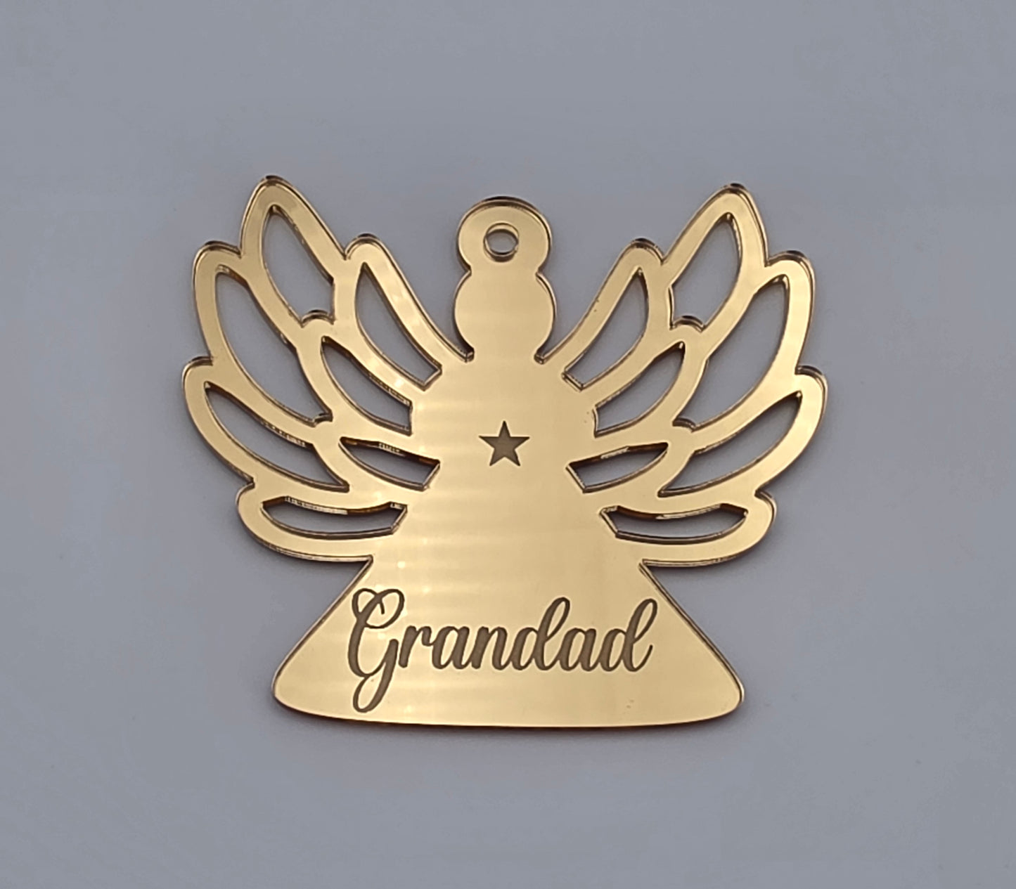 Personalised Angel Memorial Bauble – Mirror Acrylic Memorial Christmas Decoration – Custom Engraved Ornament Gift