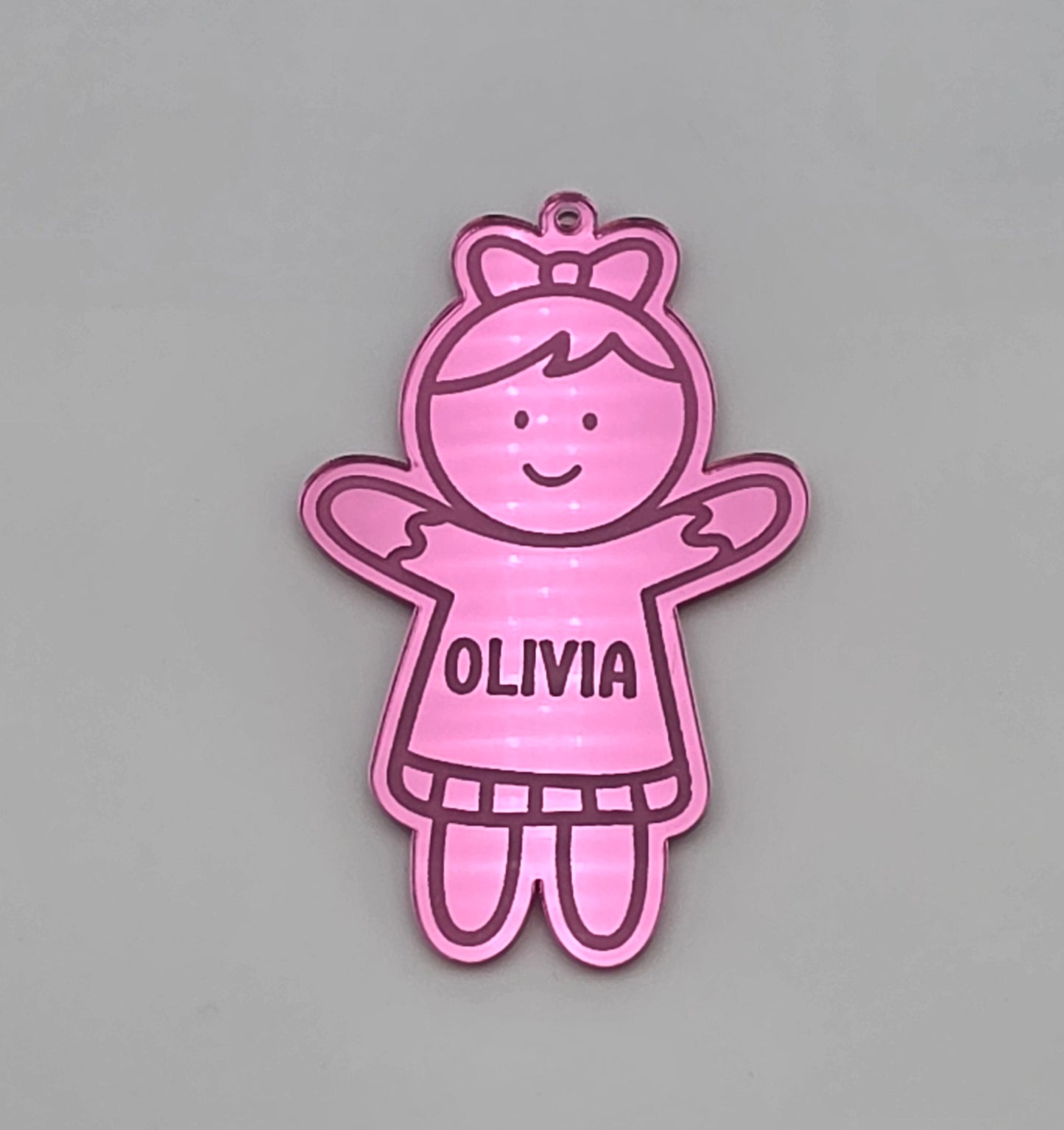 Personalised Mirror Acrylic Bauble Boy or Girl Shape | Engraved Name Christmas Tree Decoration | Custom Child Ornament Gift