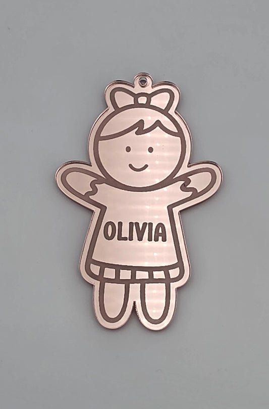 Personalised Mirror Acrylic Bauble Boy or Girl Shape | Engraved Name Christmas Tree Decoration | Custom Child Ornament Gift