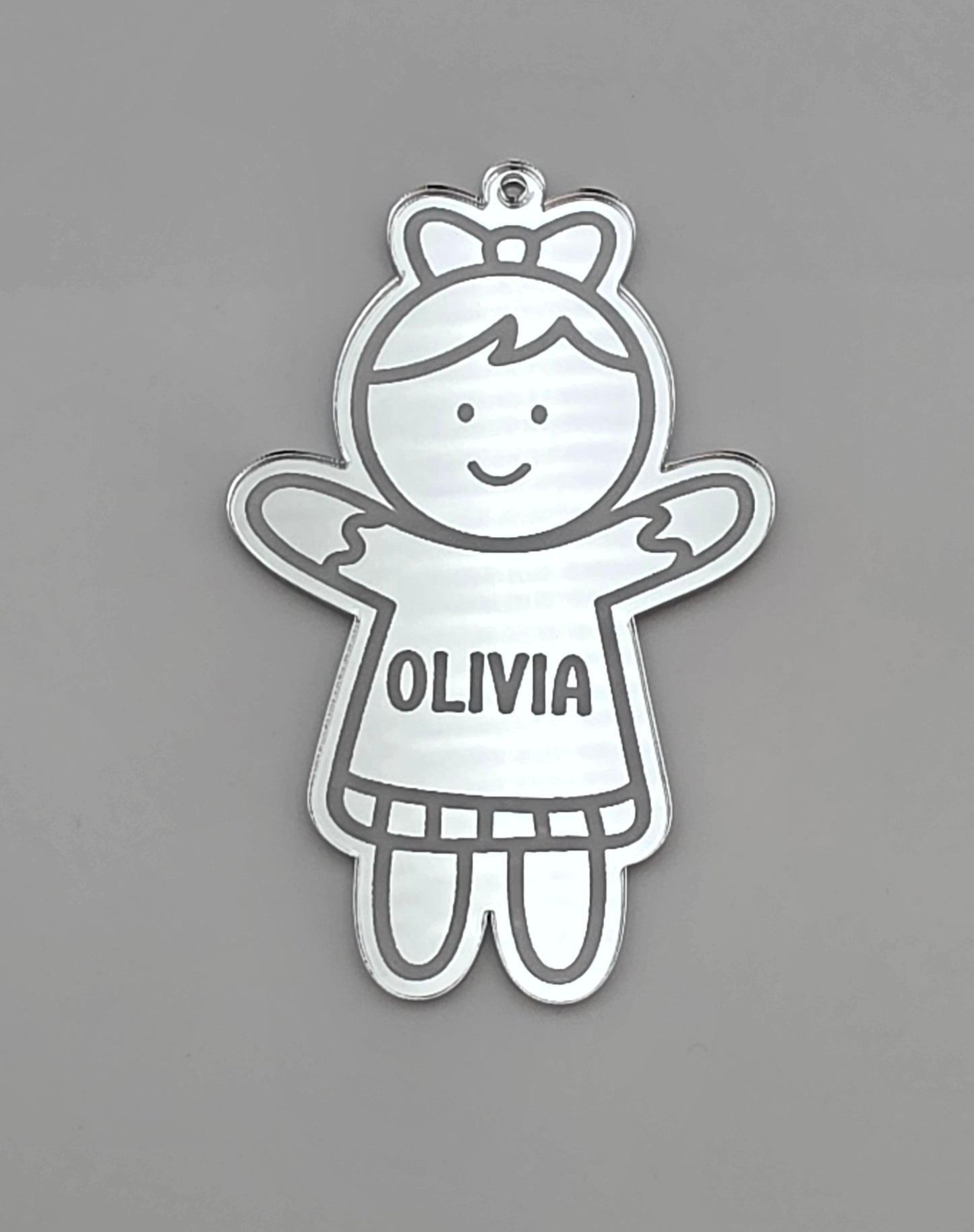 Personalised Mirror Acrylic Bauble Boy or Girl Shape | Engraved Name Christmas Tree Decoration | Custom Child Ornament Gift