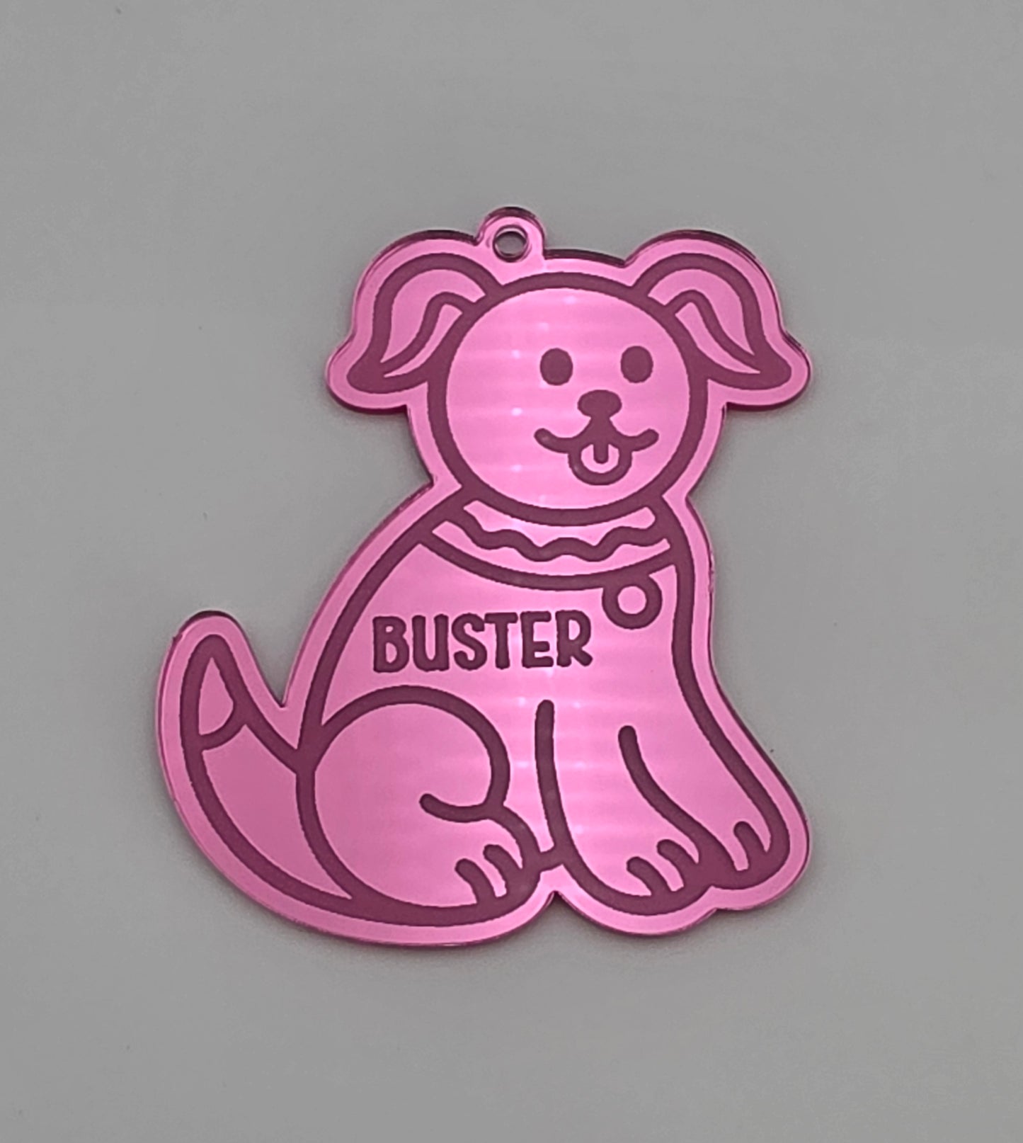 Personalised Dog Bauble, Engraved Pet Christmas Decoration, Mirror Acrylic Ornament in Silver, Gold, Rose Gold or Pink