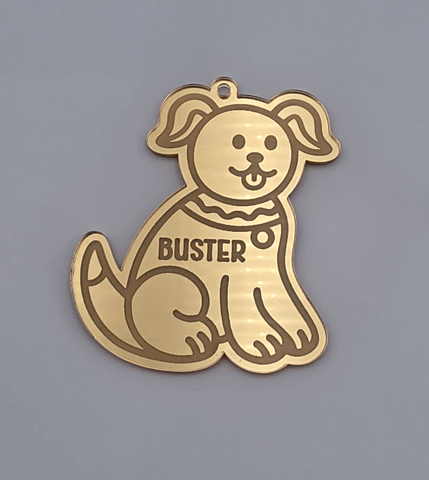 Personalised Dog Bauble, Engraved Pet Christmas Decoration, Mirror Acrylic Ornament in Silver, Gold, Rose Gold or Pink