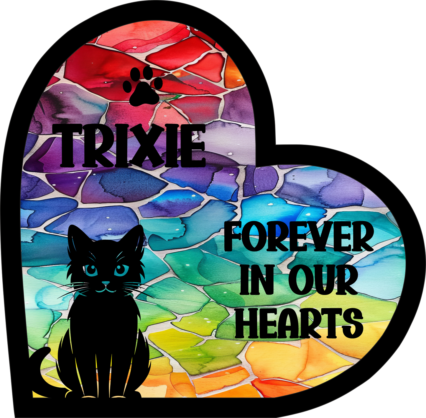 Stained Glass Effect Cat Memorial Stand