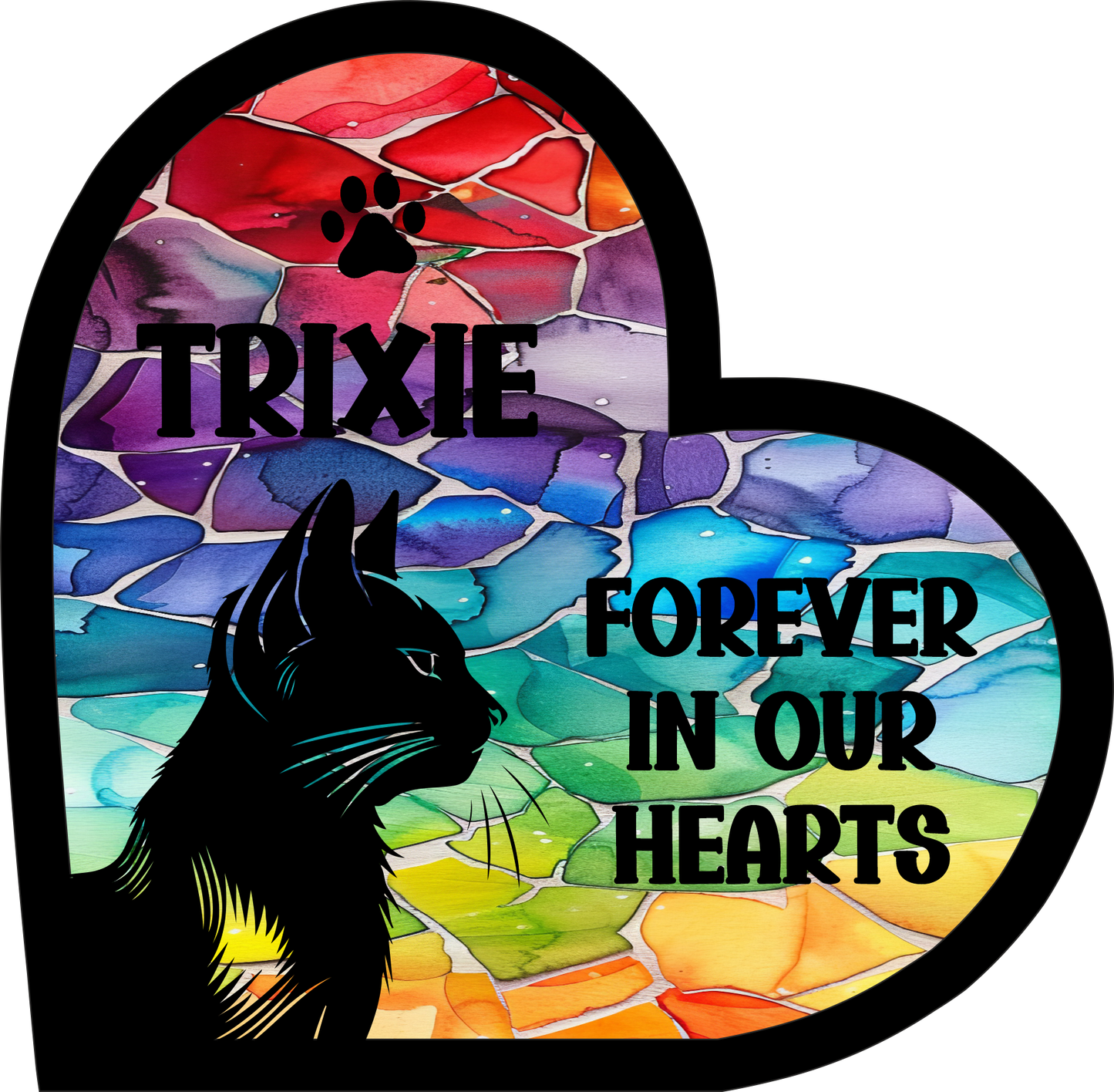 Stained Glass Effect Cat Memorial Stand