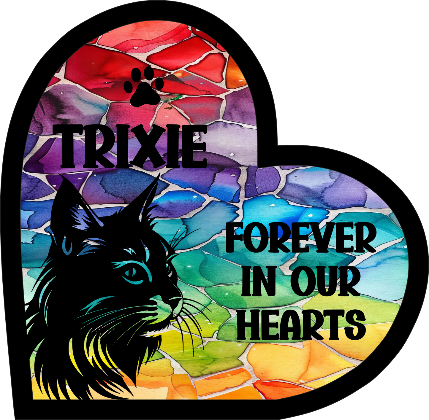 Stained Glass Effect Cat Memorial Stand