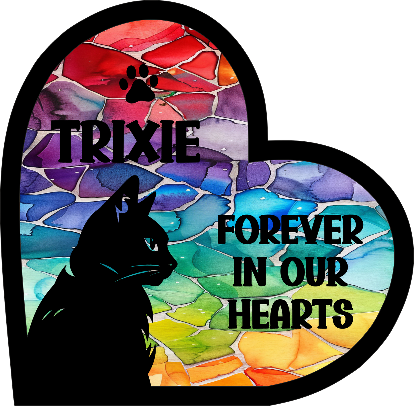 Stained Glass Effect Cat Memorial Stand