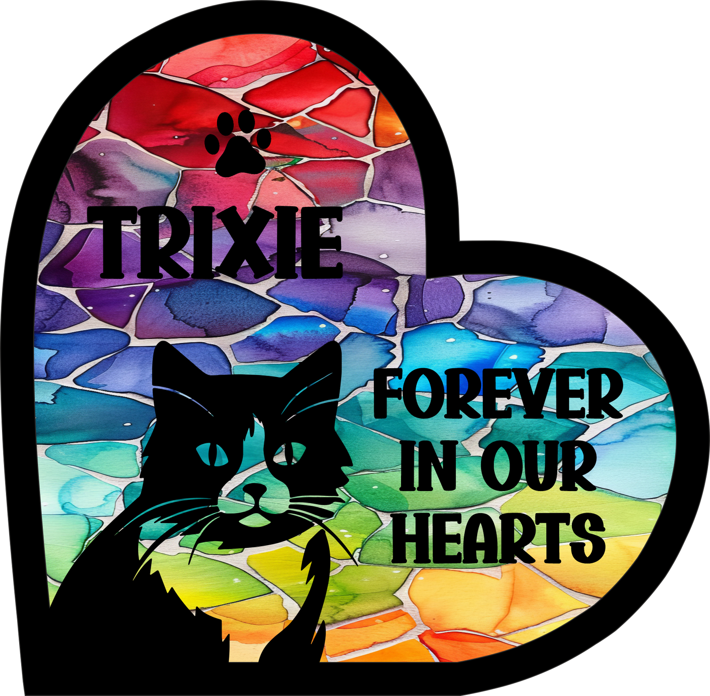 Stained Glass Effect Cat Memorial Stand