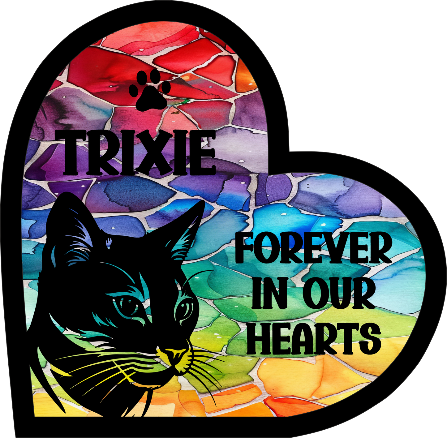 Stained Glass Effect Cat Memorial Stand