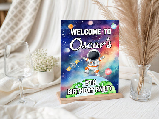 Personalised Space Themed Birthday Welcome Sign Custom Name & Age | Party Entrance Sign