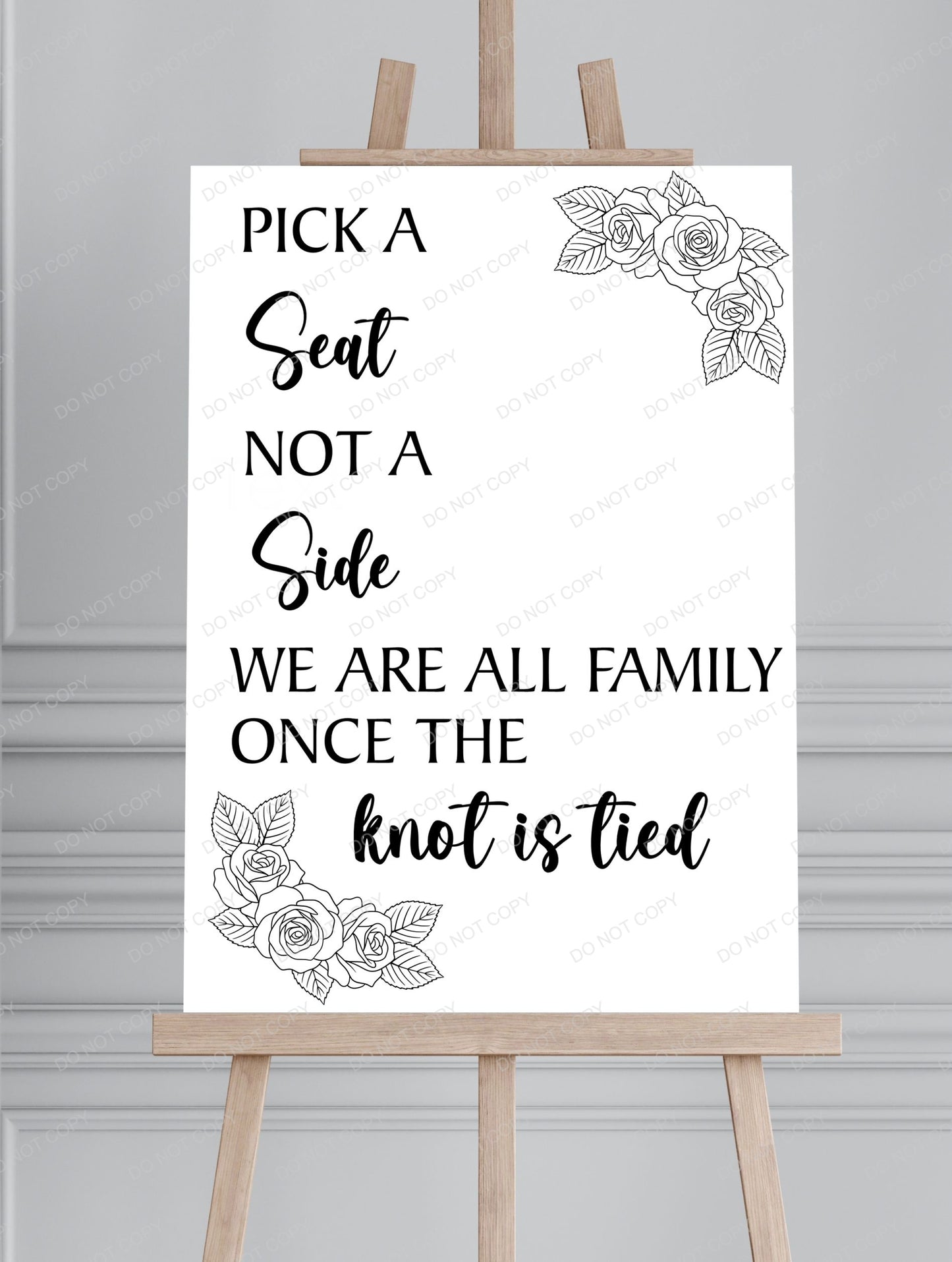 Minimalist Floral Line Art Personalised Wedding Welcome Sign, Custom Name & Date | Party Entrance Sign