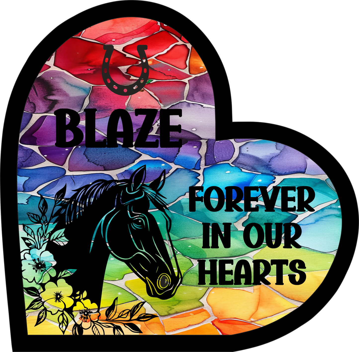 Stained Glass Effect Horse Memorial Stand