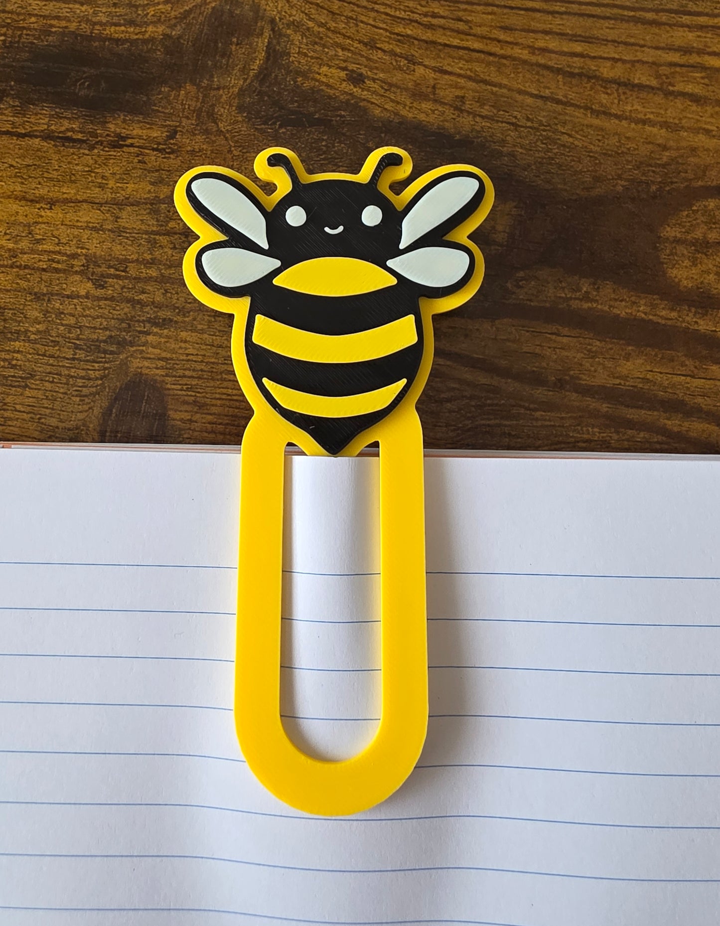 Bee Paperclip Bookmark – 3D Printed in Pink, Blue, Yellow or Purple – Cute Oversized Bookmark for Books, Journals & Planners