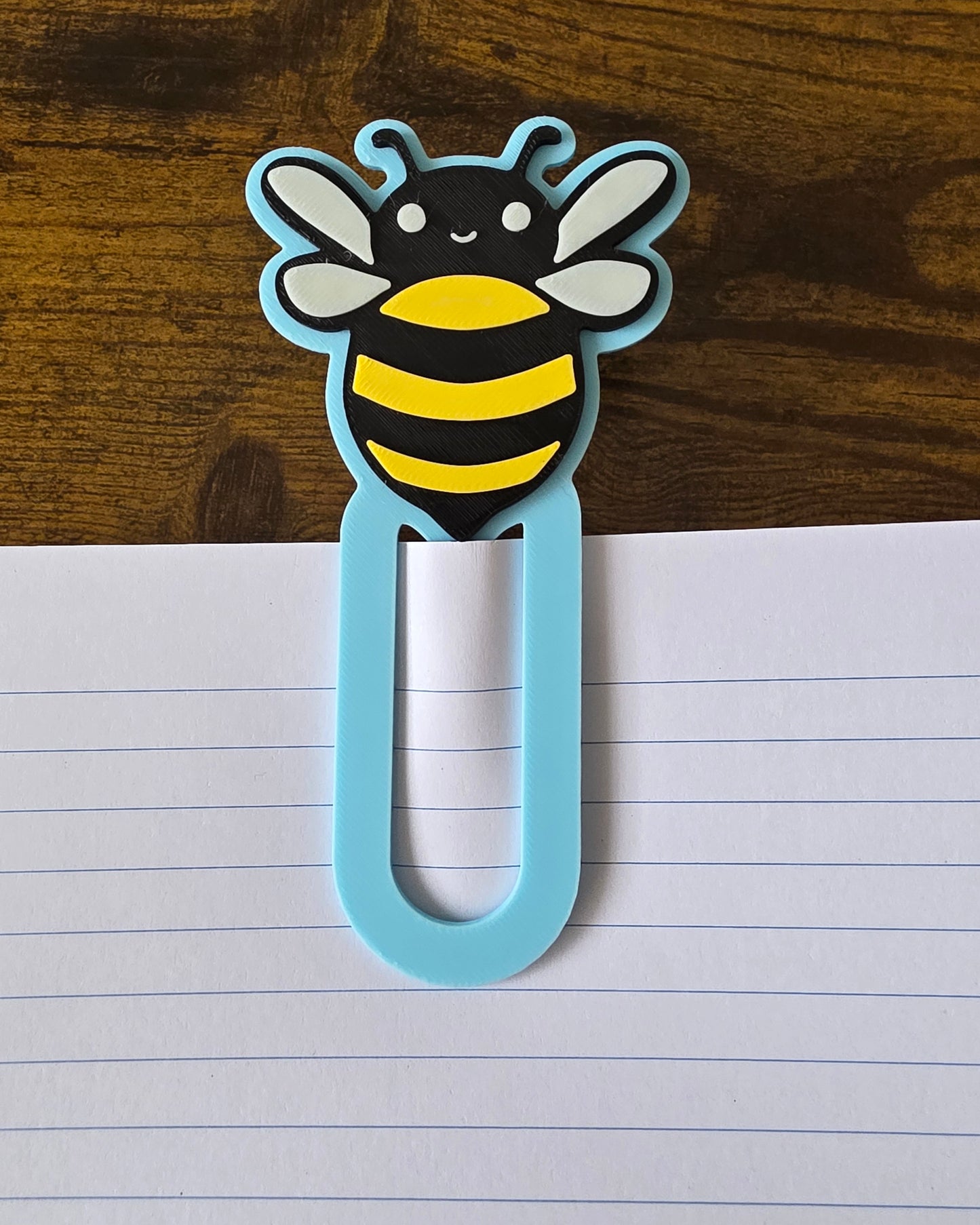 Bee Paperclip Bookmark – 3D Printed in Pink, Blue, Yellow or Purple – Cute Oversized Bookmark for Books, Journals & Planners