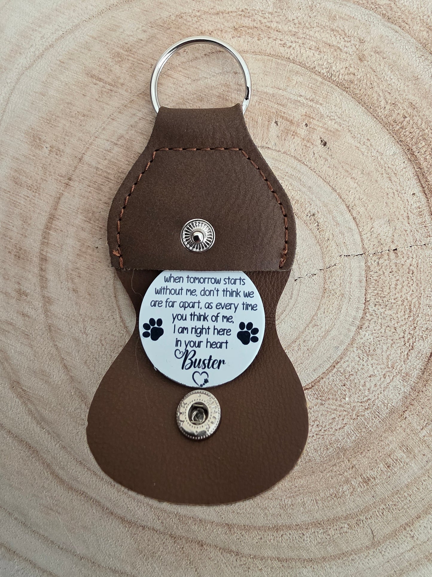 Pocket Hug Leather Keyring, Pet memorial, Rainbow Bridge Keyring, Pet Loss Pocket Hug Keyring