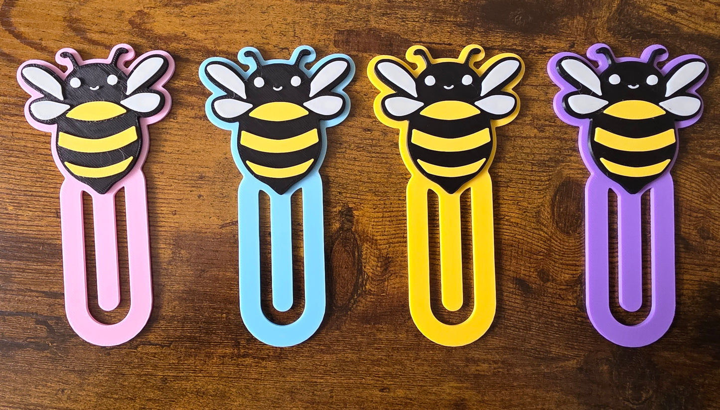 Bee Paperclip Bookmark – 3D Printed in Pink, Blue, Yellow or Purple – Cute Oversized Bookmark for Books, Journals & Planners