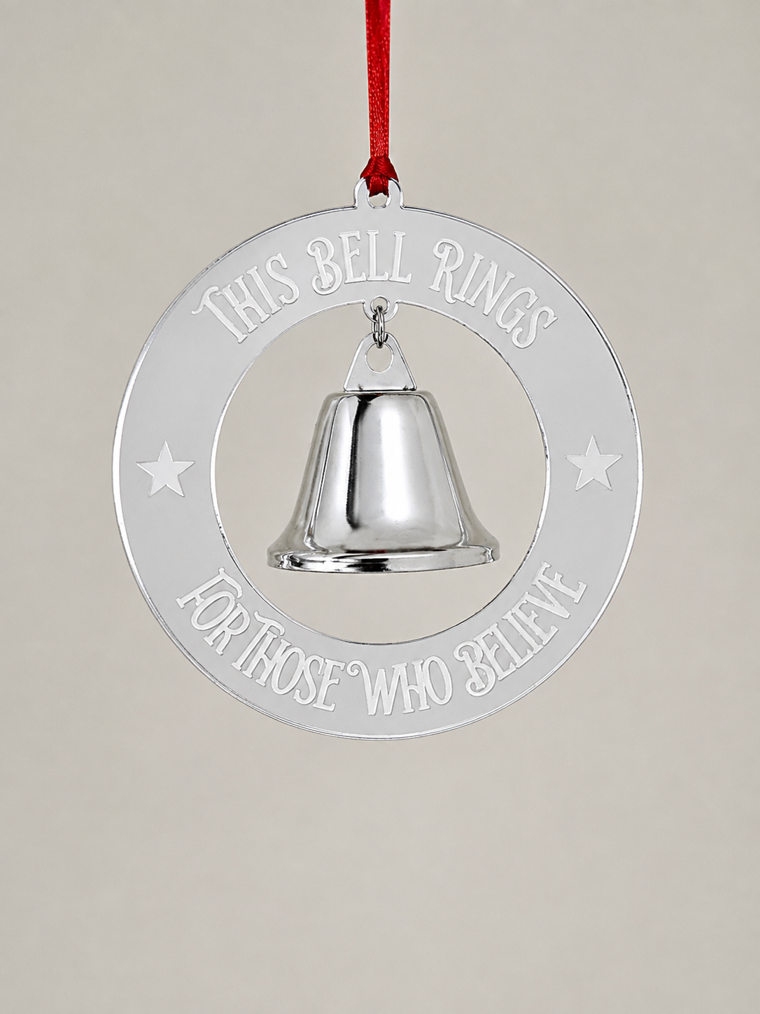 Silver Believe Bell Christmas Ornament | This Bell Rings For Those Who Believe | Christmas Tree Decoration | Magical Christmas Gift