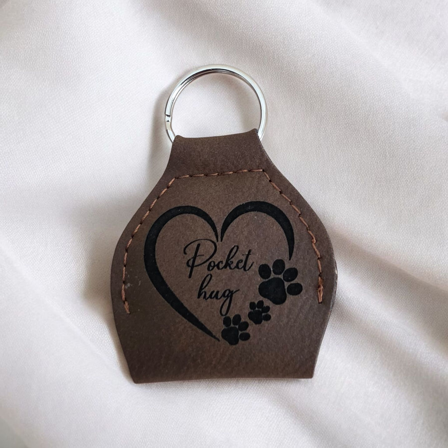 Pocket Hug Leather Keyring, Pet memorial, Rainbow Bridge Keyring, Pet Loss Pocket Hug Keyring