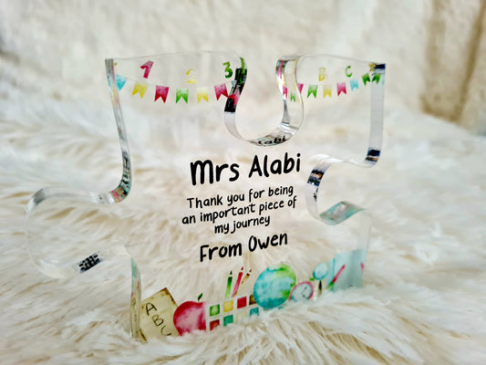 Teacher End of term Puzzle Piece Gift, Thank you for being an important piece of my journey