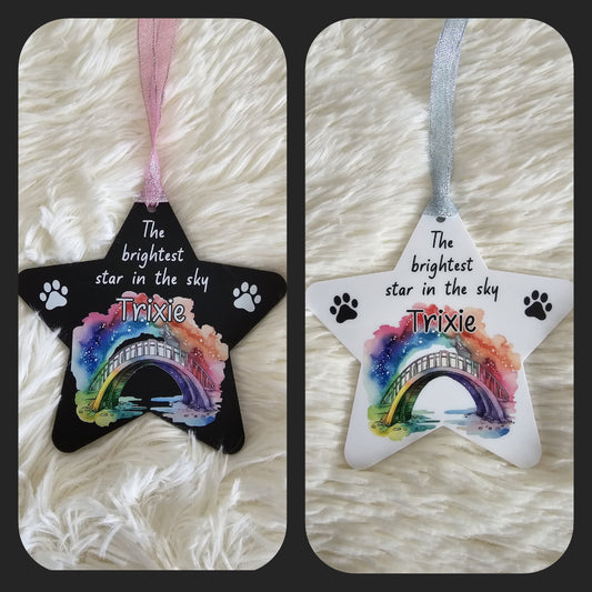 Rainbow Bridge Pet Memorial hanging star