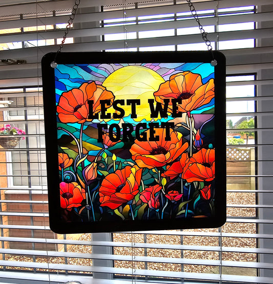 Stained Glass Effect Poppy Remembrance Hanging Sign