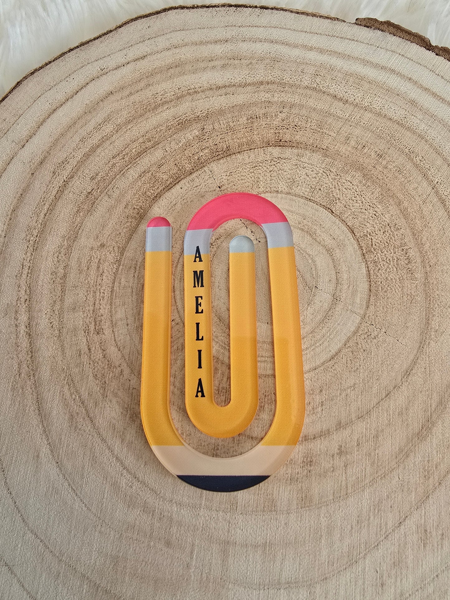 Large Personalised Paperclip Bookmark Pencil Design