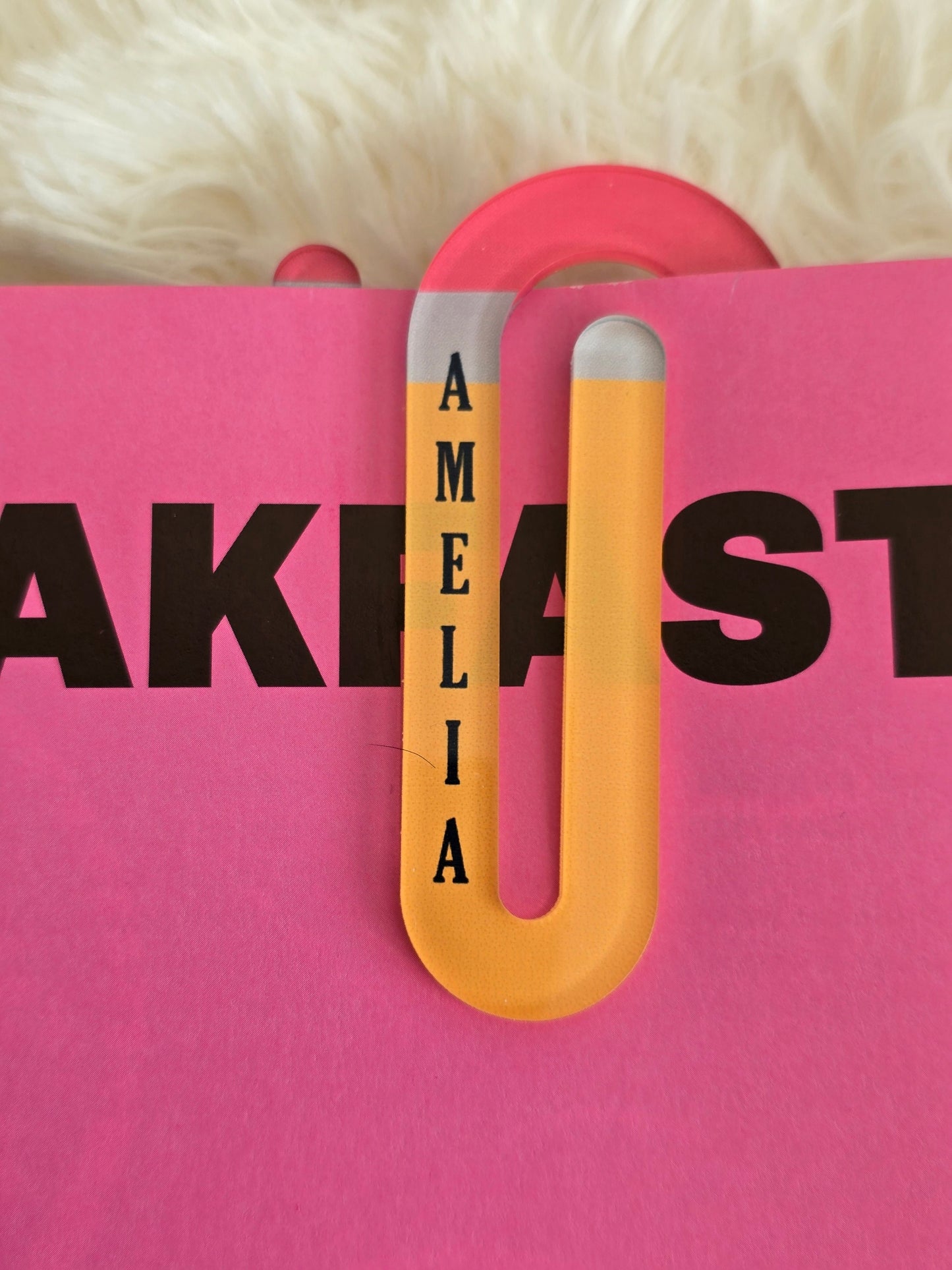 Large Personalised Paperclip Bookmark Pencil Design