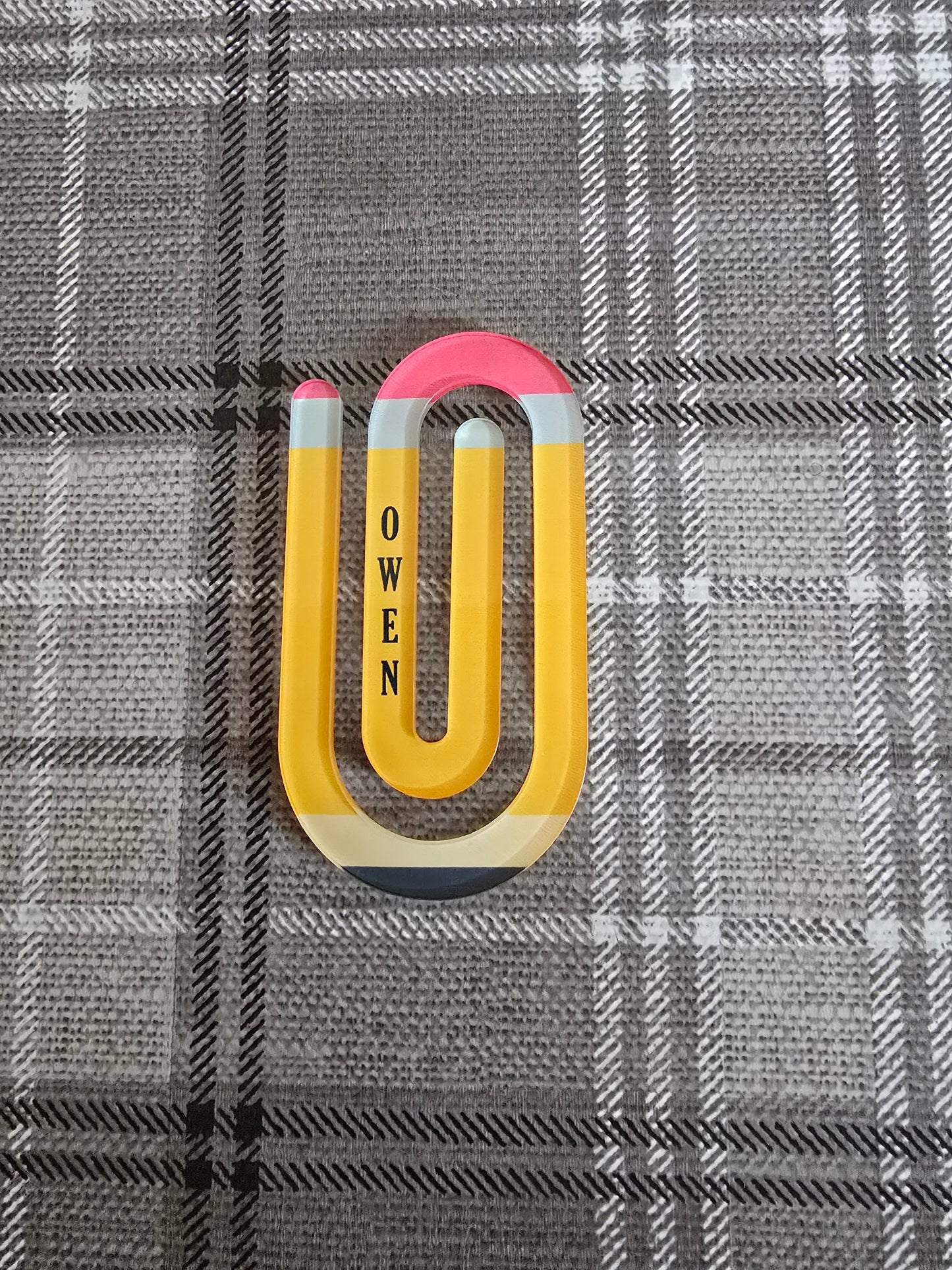 Large Personalised Paperclip Bookmark Pencil Design