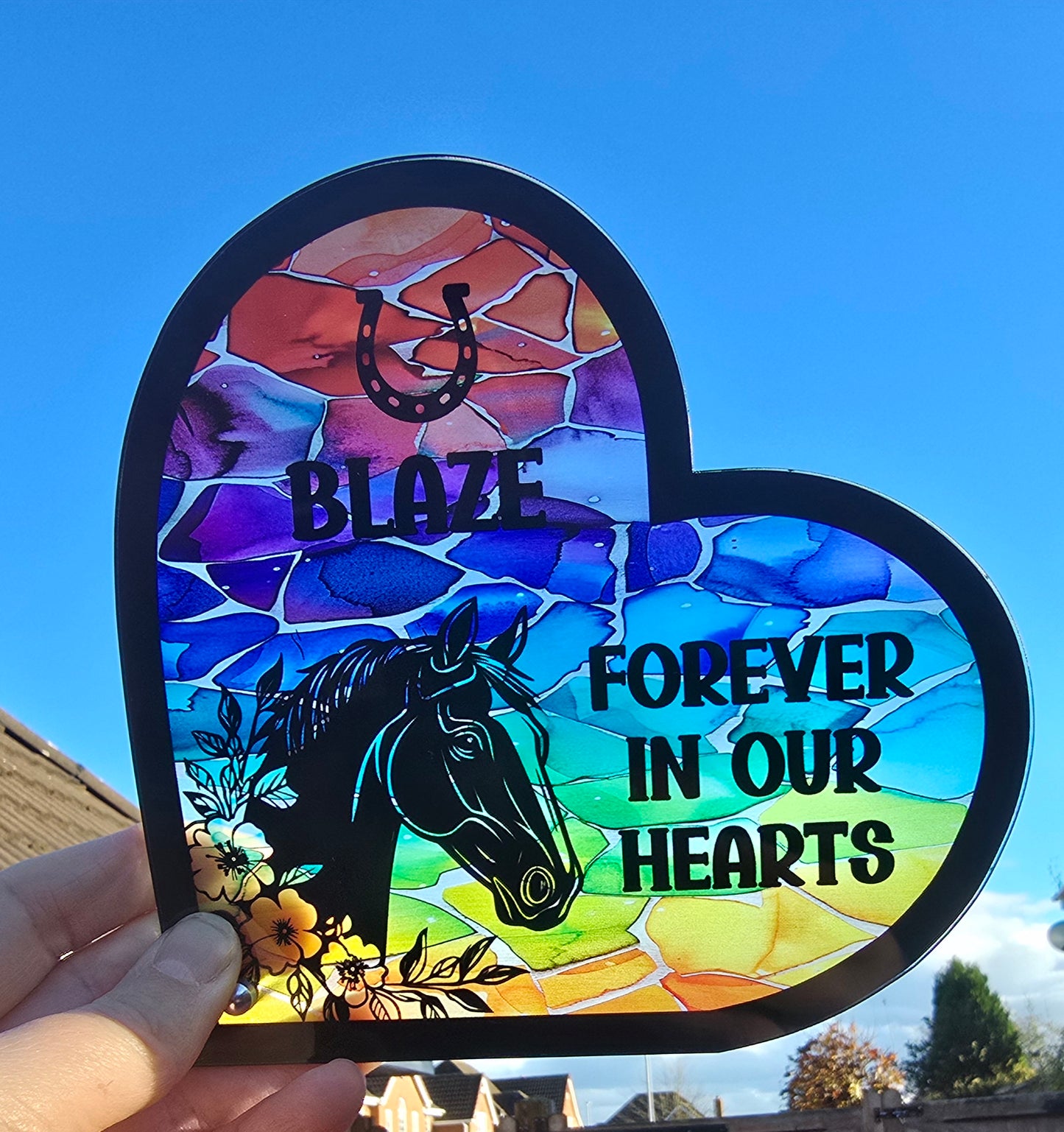 Stained Glass Effect Horse Memorial Stand