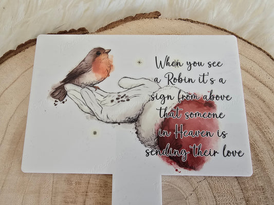 Robin & Santa Christmas Memorial Acrylic Grave Marker