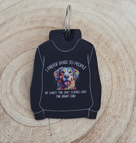I Prefer Dogs to People Hoodie Keyring, miniature hoodie/hoody
