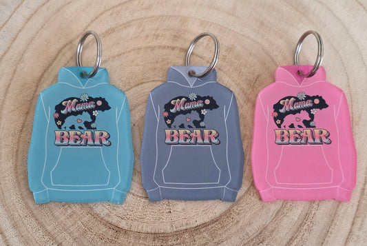 Mama Bear Hoodie/Hoody Keyring, Mothers Day Gift Keyring, miniature hoodie/hoody