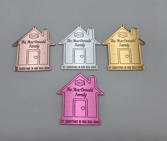 Personalised New Home Bauble 2025 | 1st Christmas in Our New Home House Ornament | Mirror Acrylic Decoration Gift