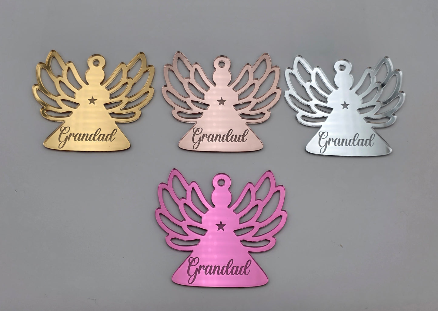 Personalised Angel Memorial Bauble – Mirror Acrylic Memorial Christmas Decoration – Custom Engraved Ornament Gift