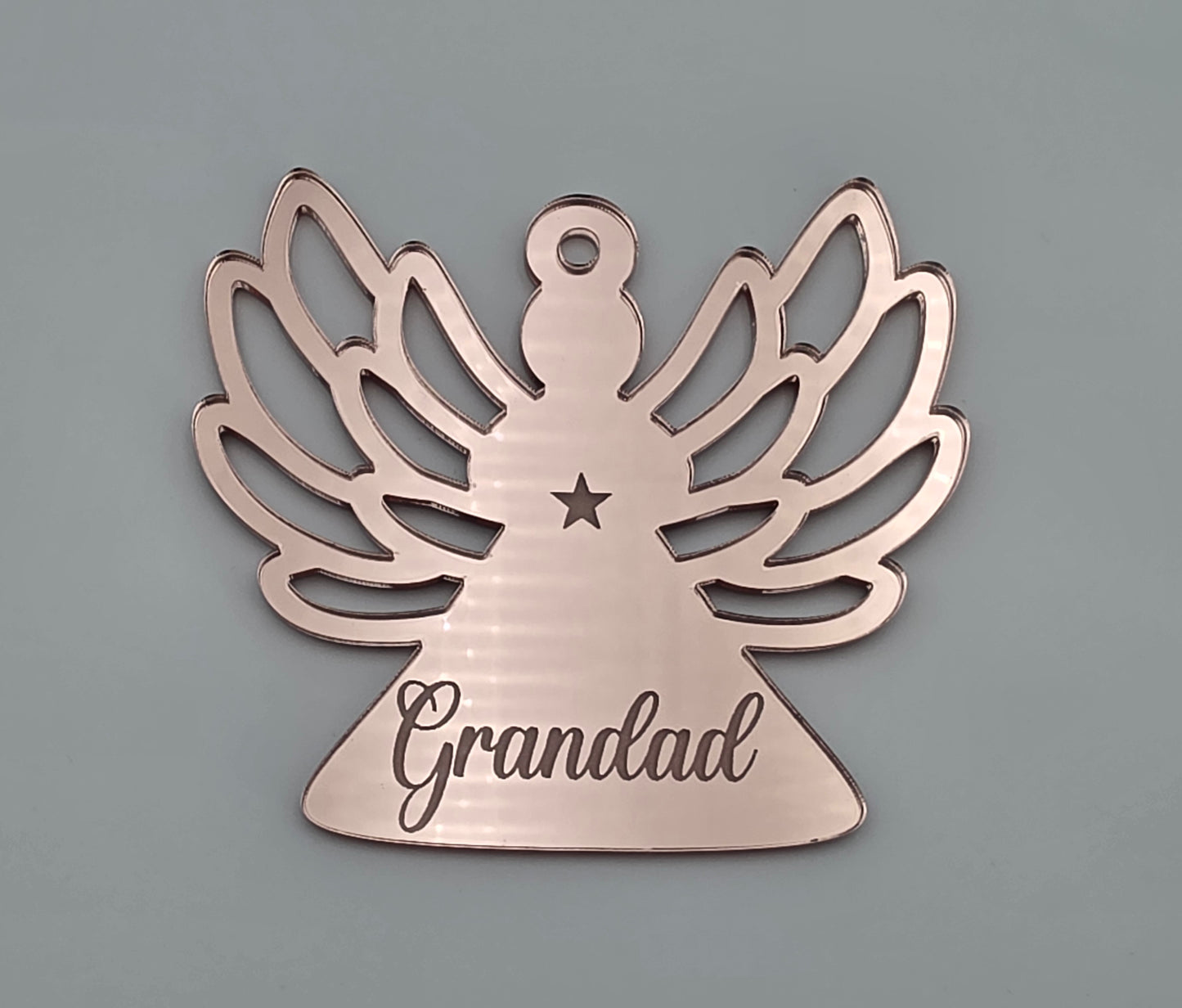 Personalised Angel Memorial Bauble – Mirror Acrylic Memorial Christmas Decoration – Custom Engraved Ornament Gift