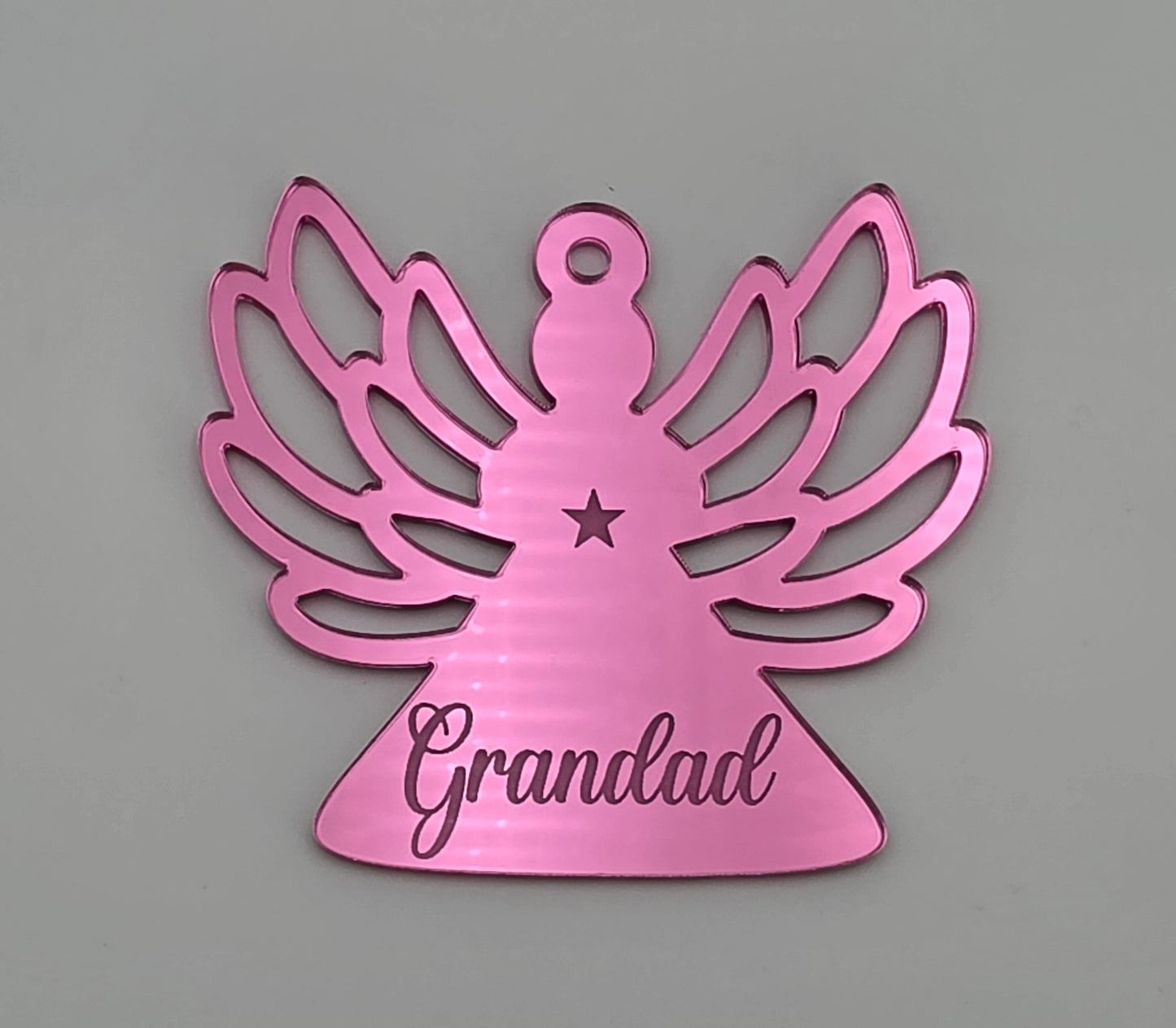 Personalised Angel Memorial Bauble – Mirror Acrylic Memorial Christmas Decoration – Custom Engraved Ornament Gift