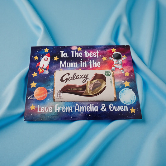 Mother’s Day  / Fathers Day Galaxy Chocolate Board Gift – A4 or A5 – Mum / Dad / Gran / Grandad Keepsake Plaque with Optional Chocolate