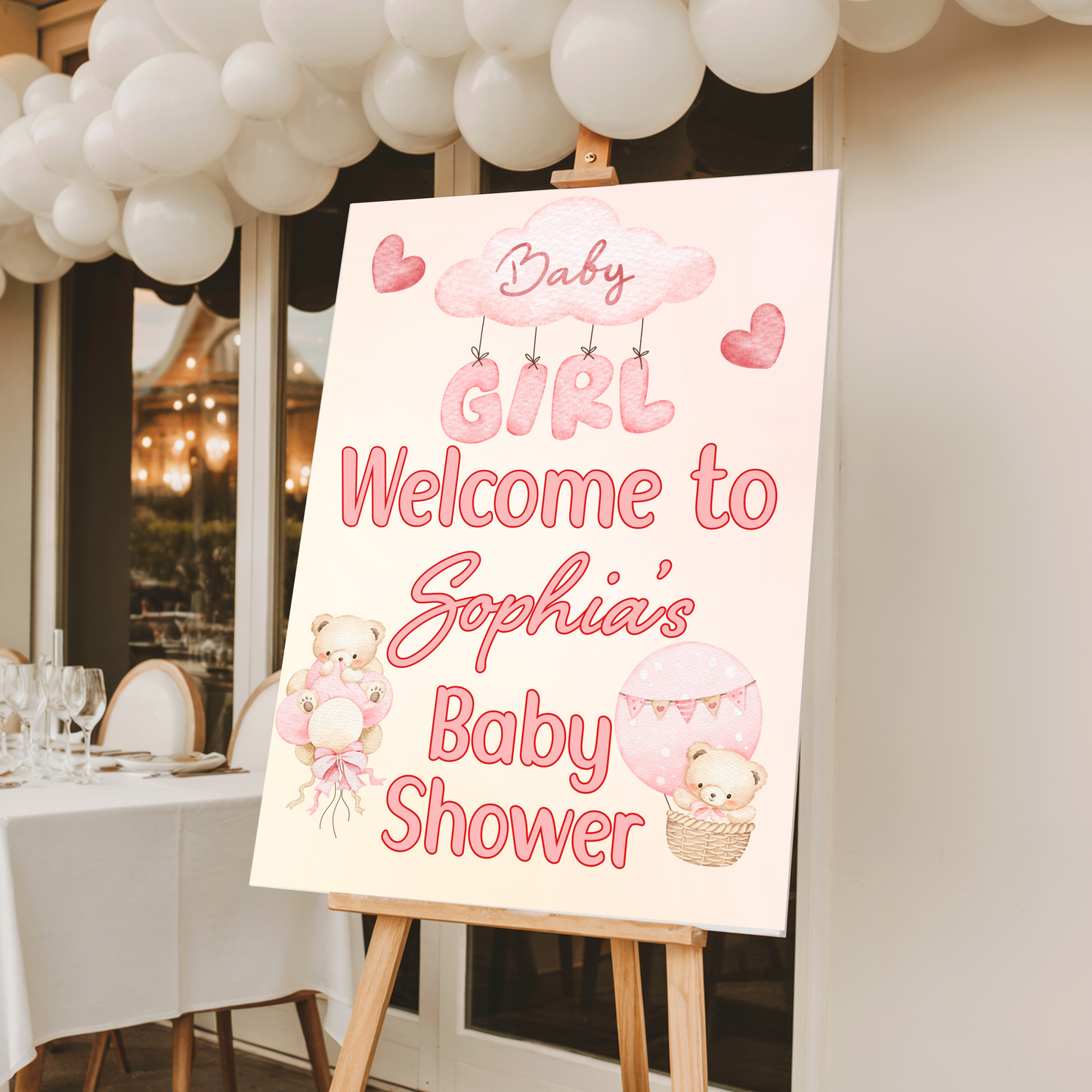 Personalised Baby Shower Welcome Sign | Baby Shower | Custom Name | Party Entrance Sign
