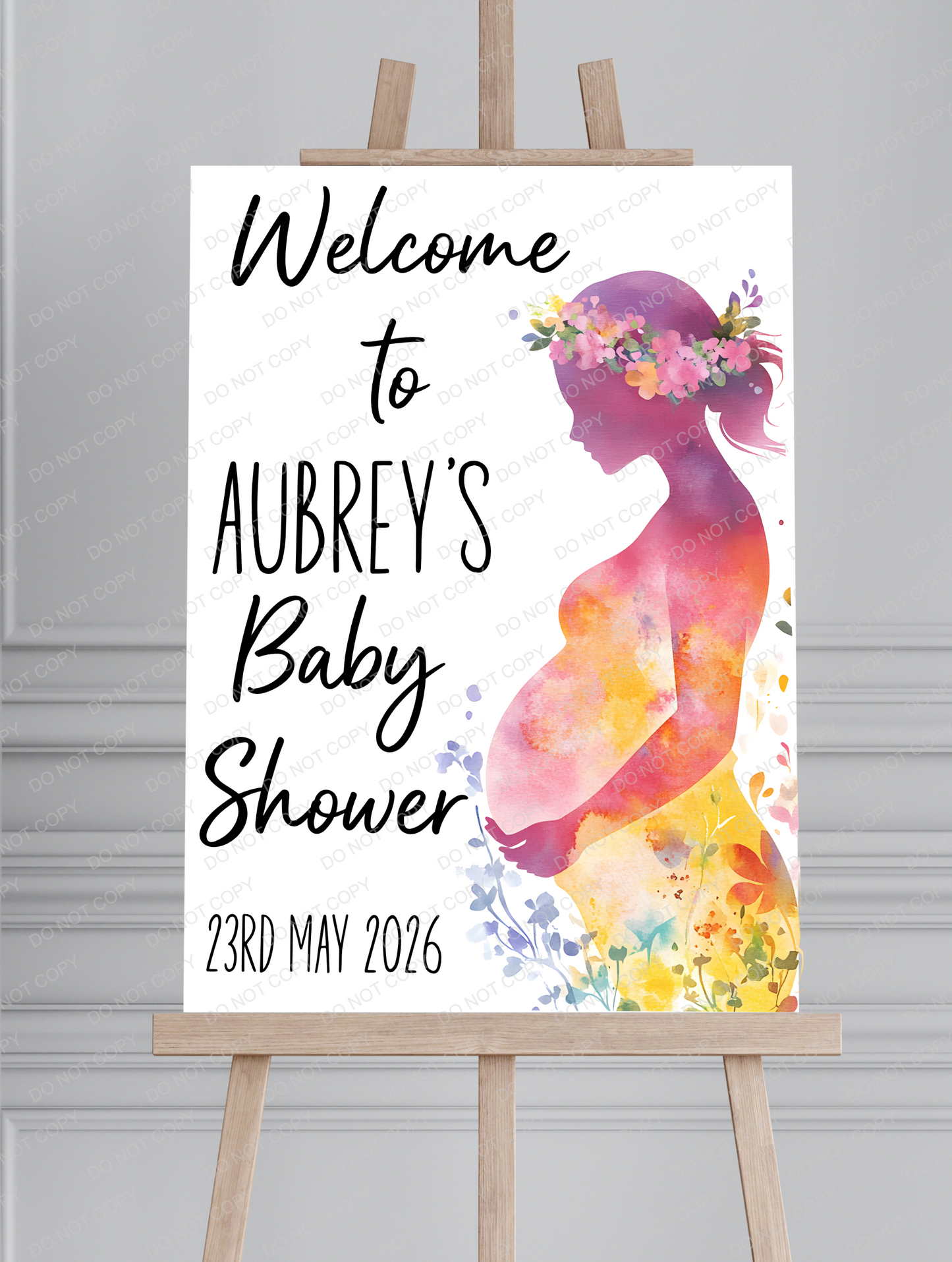 Personalised Baby Shower Welcome Sign | Floral Baby Shower | Custom Name & Date | Party Entrance Sign