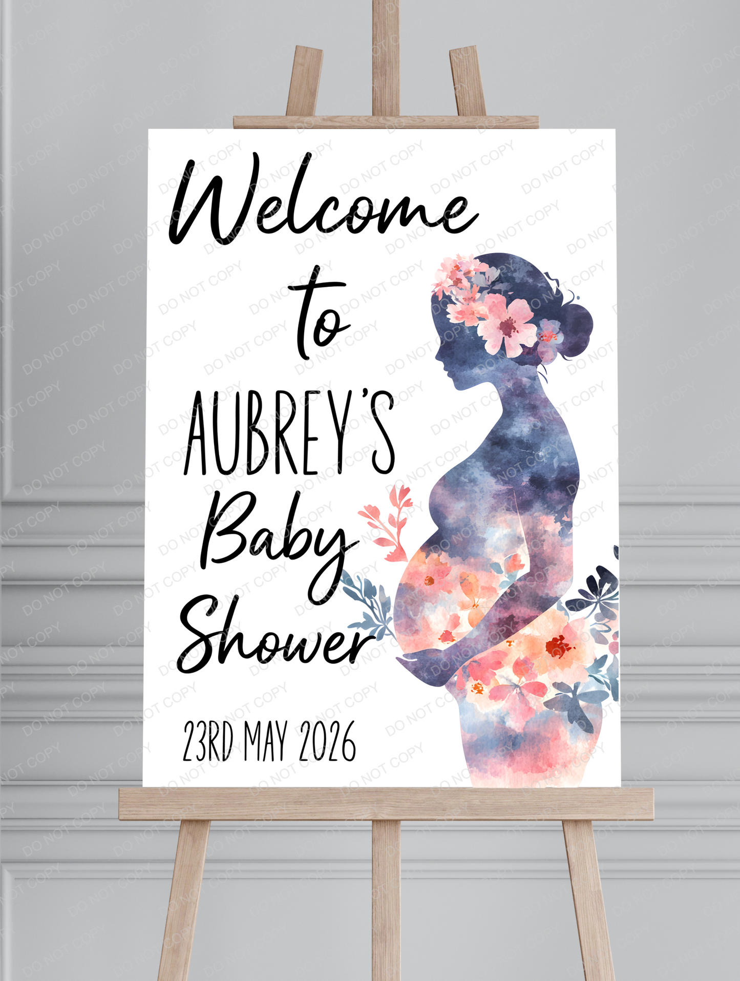 Personalised Baby Shower Welcome Sign | Floral Baby Shower | Custom Name & Date | Party Entrance Sign