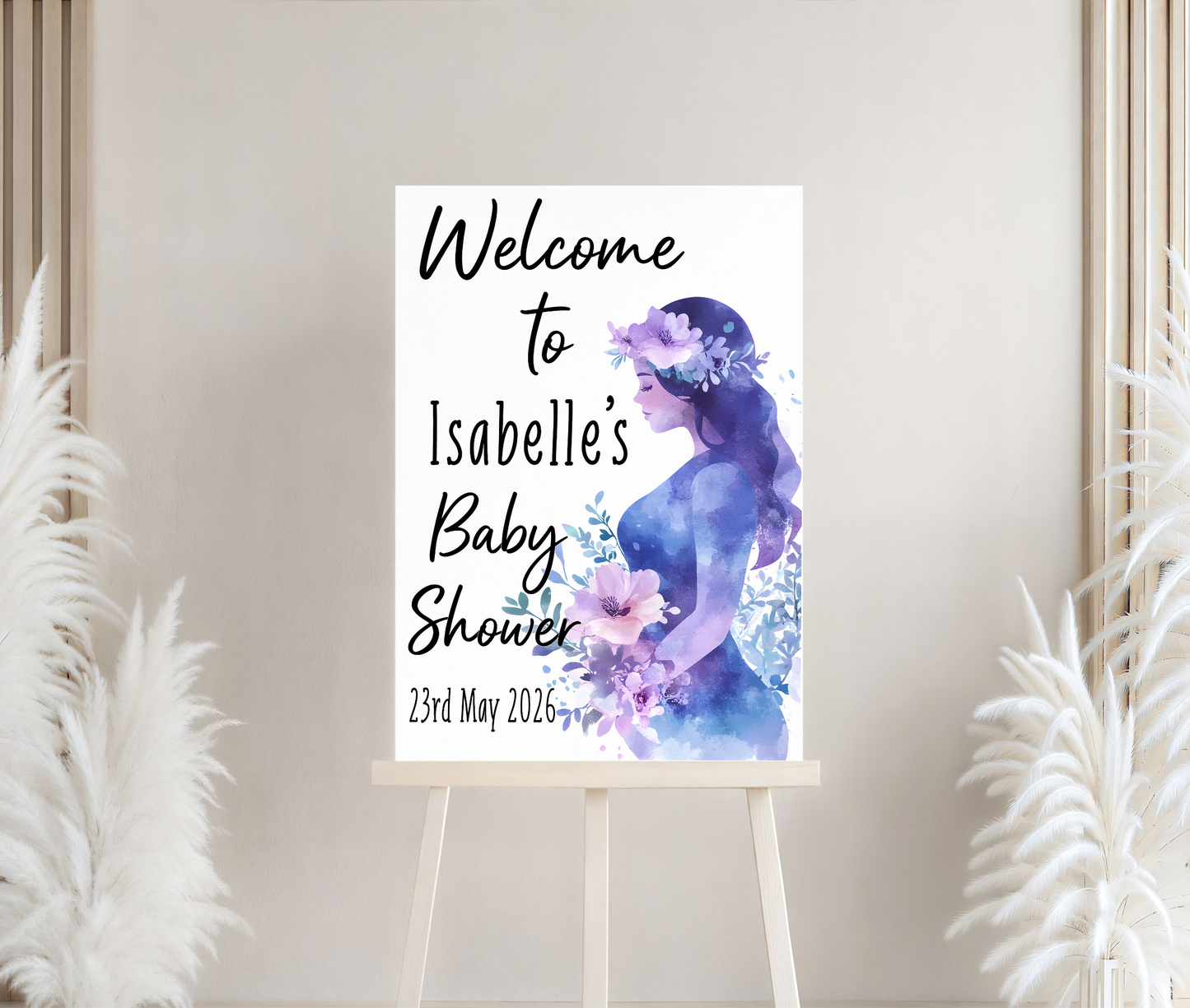 Personalised Baby Shower Welcome Sign | Floral Baby Shower | Custom Name & Date | Party Entrance Sign