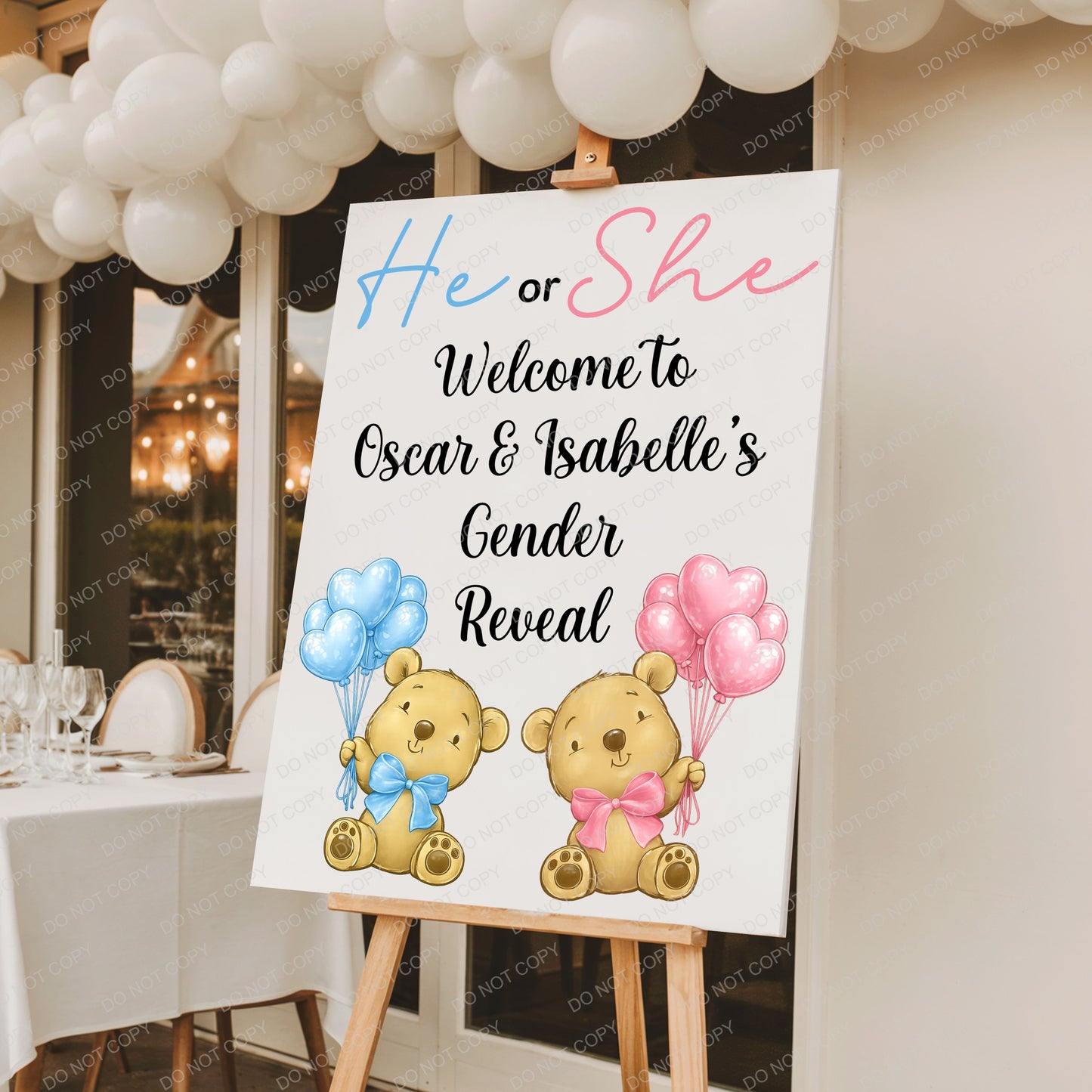 Gender Reveal Welcome Board | He or She Baby Shower Sign | Personalised Gender Reveal Sign | A5 A4 A3 A2 Printed PVC Foam Board