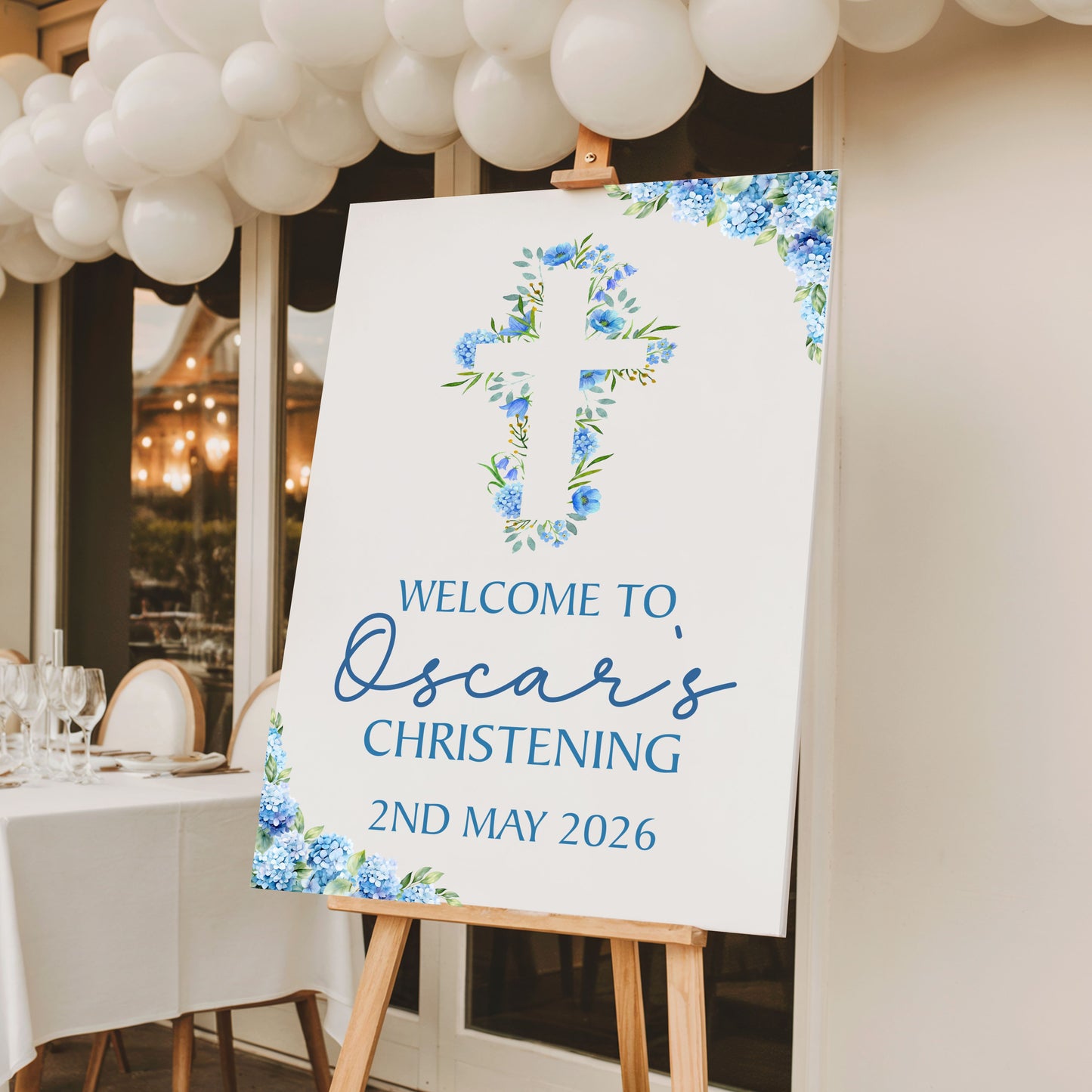 Personalised First Holy Communion/Baptism/Christening Welcome Sign, Custom Communion Board, Pink or Blue Floral Sign, Church Welcome Board, Christening Sign, A5 A4 A3 A2